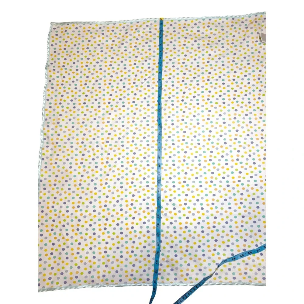 Small Wonders Blue Polka Dot Giraffe Jungle Friend Satin Trim Baby Blanket Cotto
